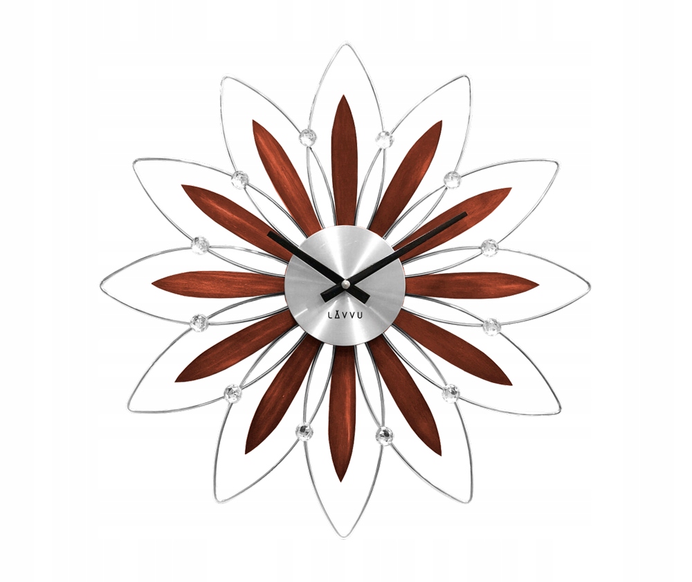 Drevené strieborné hodiny Lavvu Crystal Flower LCT1111, 50cm