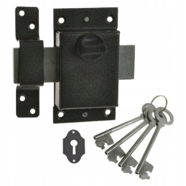 Zamek do drzwi wierzchni zastawkowy Zasuwa Warecka z pokrętłem