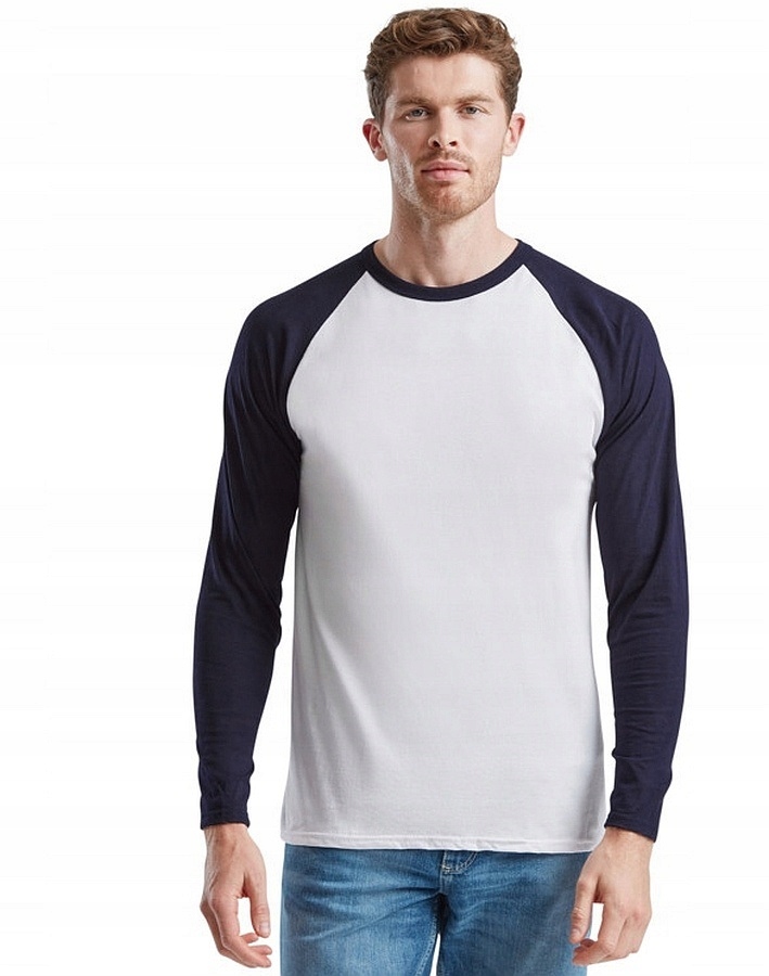 Fruit of the Loom Koszulka z długim rękawem Unisex Baseball Biało Granatowa