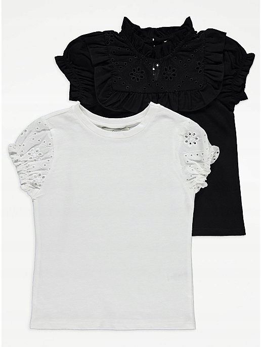 

George 2 pak bluzek black white hafty 128-134