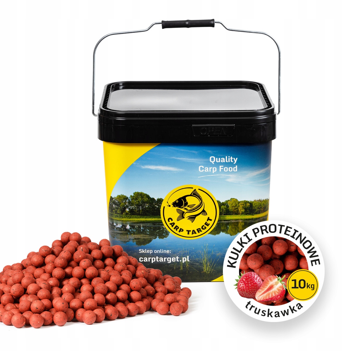 Kulki Proteinowe Truskawka Zanętowe 20mm 10kg Wiadro 17L