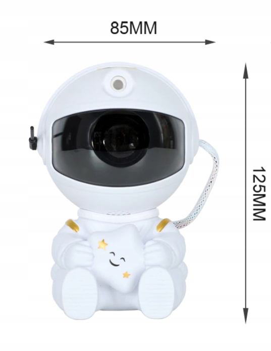 LAMPKA NOCNA LED PROJEKTOR GWIAZD NIEBA ASTRONAUTA Szerokość produktu 12.3 cm