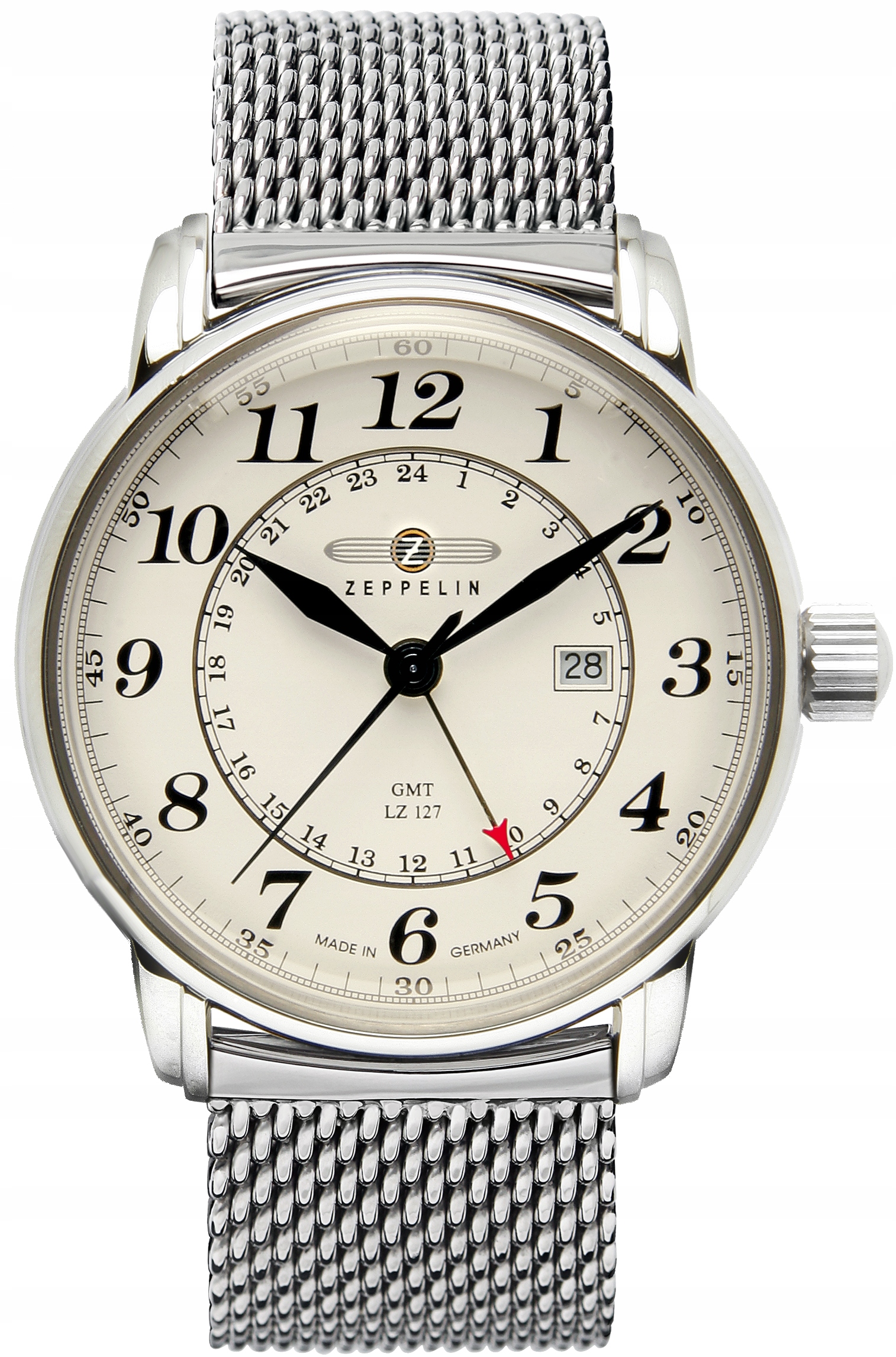 Nové Originální Pánské Zeppelin 7642M-5 Quarz LZ127 stříbrné gravírování