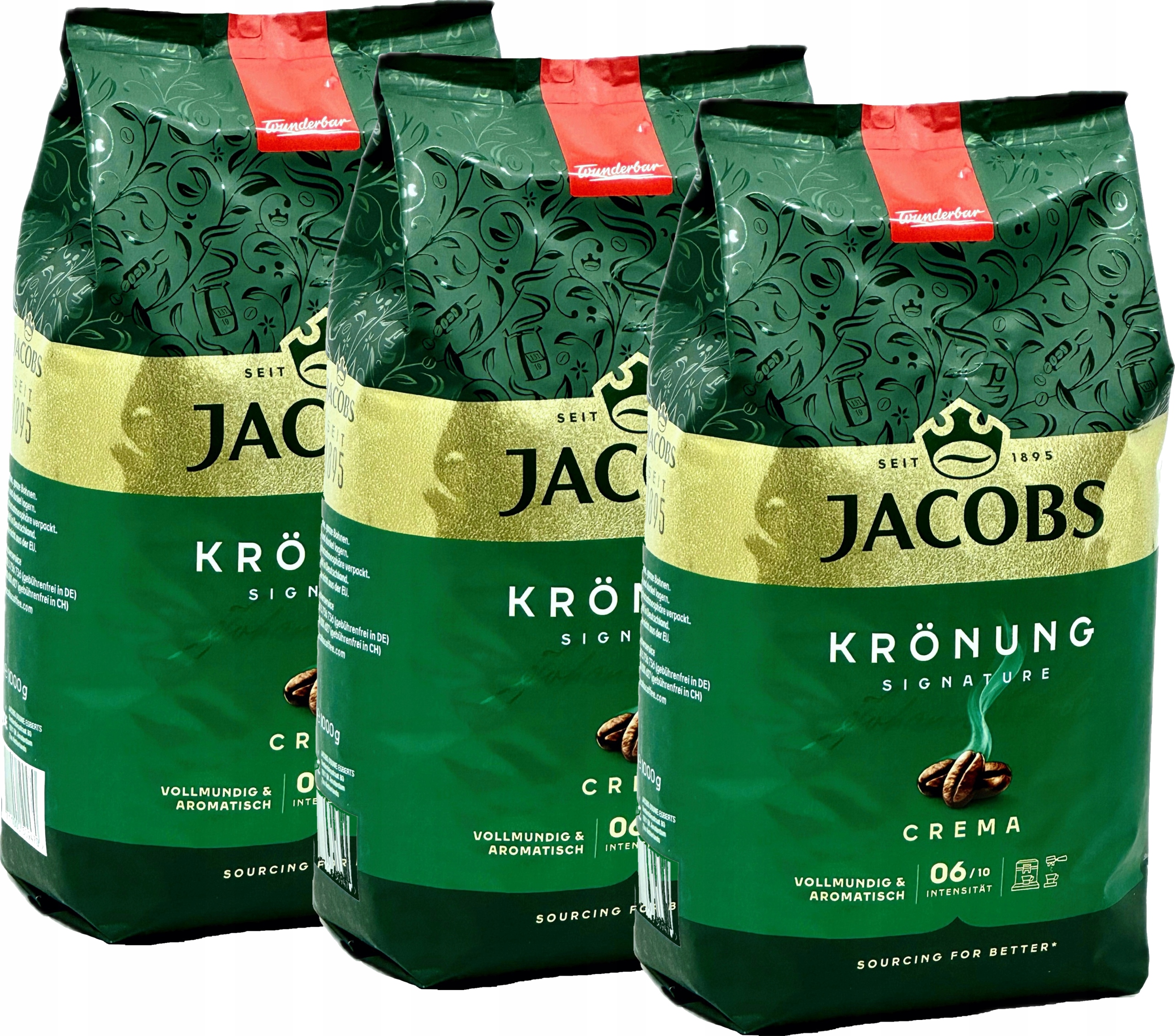 Levně Káva zrnková Jacobs Krönung 3x 1 kg, intenzita 3/6