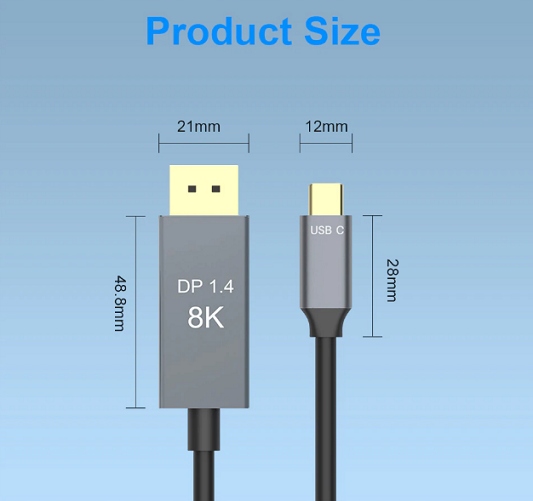 KABEL MacBook Usb-c do DisplayPort 1.4 8K 4K 3M Złącza DisplayPort - USB typ C