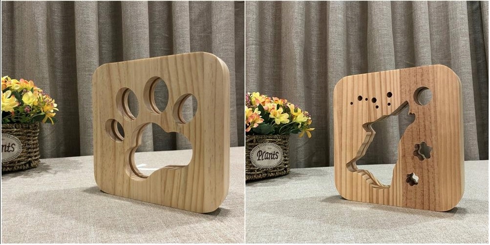 Lampka nocna LED drewno Łapa psa HIT Długość/wysokość 19 cm