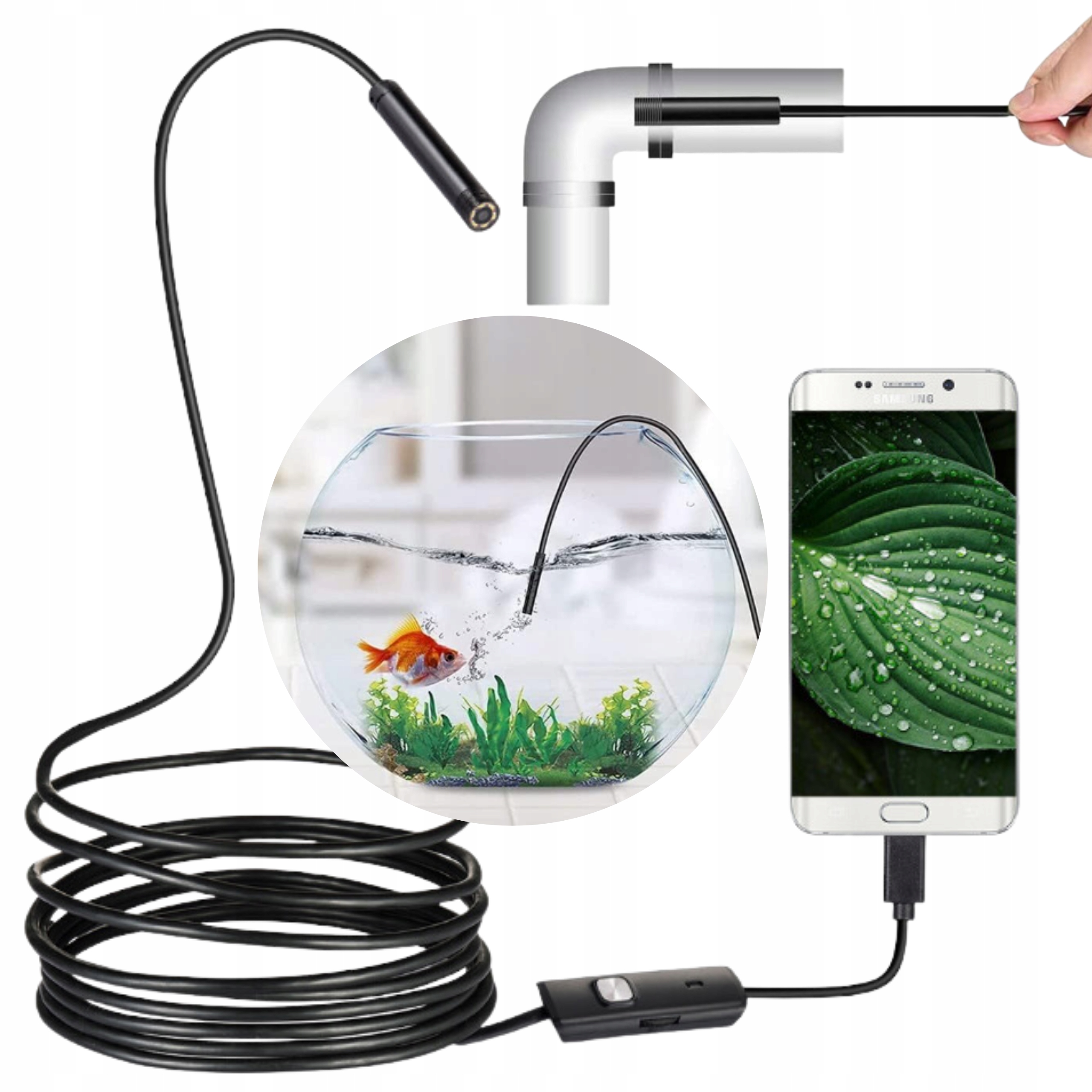 KAMERA ENDOSKOPOWA INSPEKCYJNA 1M LED USB 3W1 DO SILNIKA TELEFONU PC HD