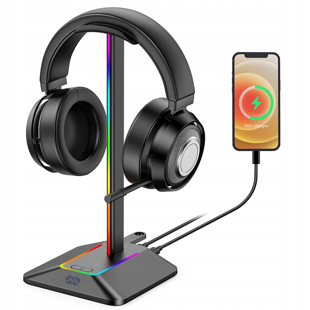 

Stojak na słuchawki wieszak uchwyt Usb Hub Rgb Led