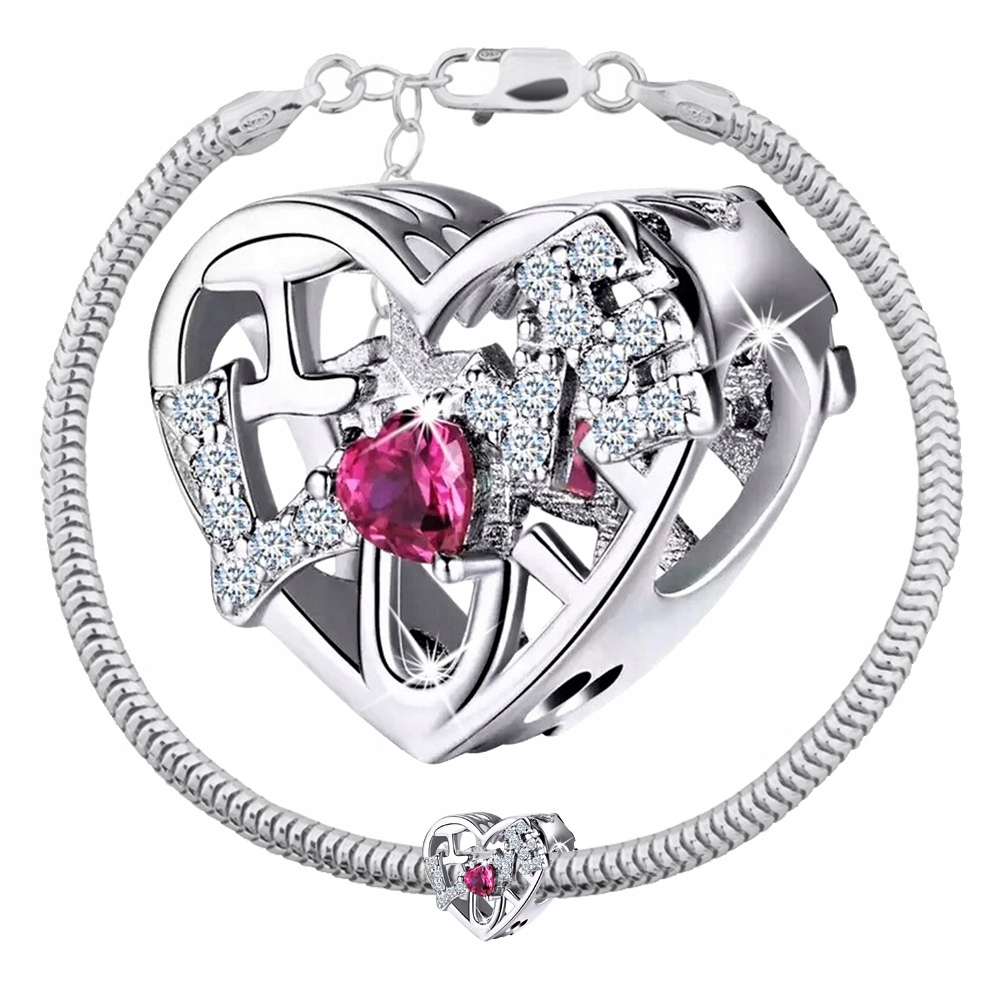 

Charms Serce I Love You Bransoletka Zestaw 925
