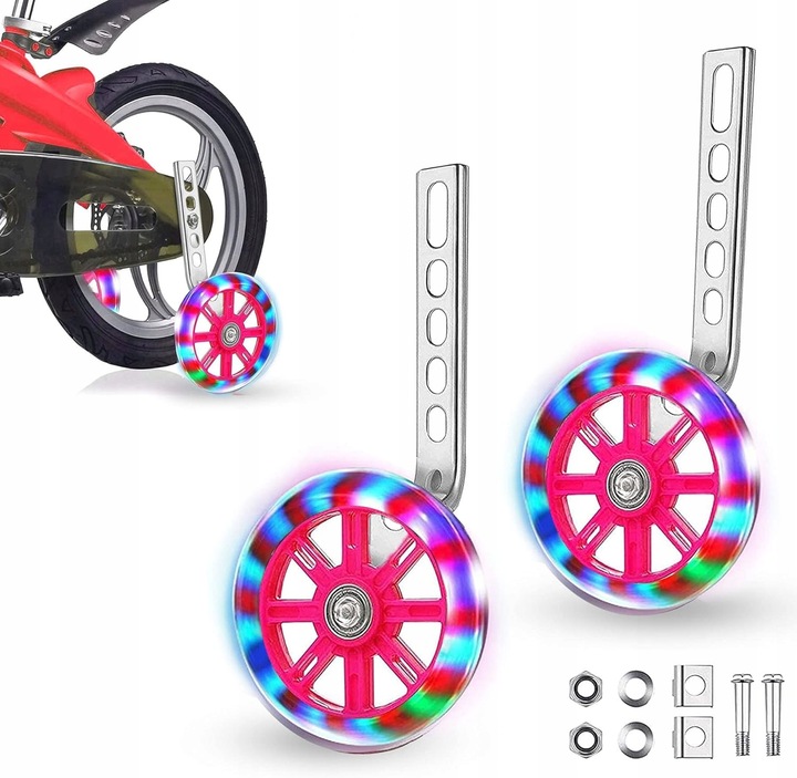 ZESTAW KÓŁKA BOCZNE LED DO ROWERU 12-20"+ PROWADNIK PCHACZ UCHWYT DO ROWERU EAN (GTIN) 8059697105460