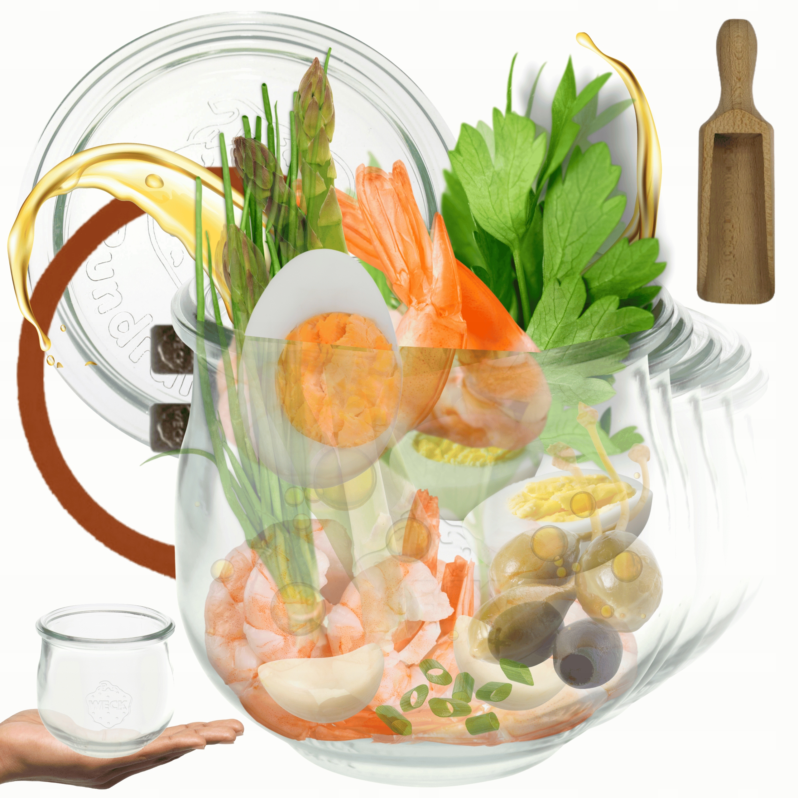 Poháre Weck 580ml 0,5L zaváraniny Tulip pohárik merané sponky veko gumička 12ks