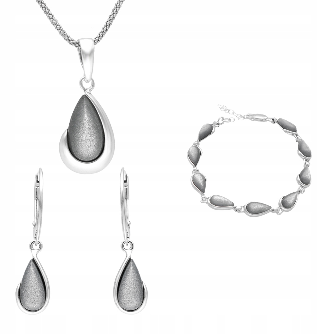Stříbrná sada se stříbrným ulexitem Náušnice náramek přívěsek