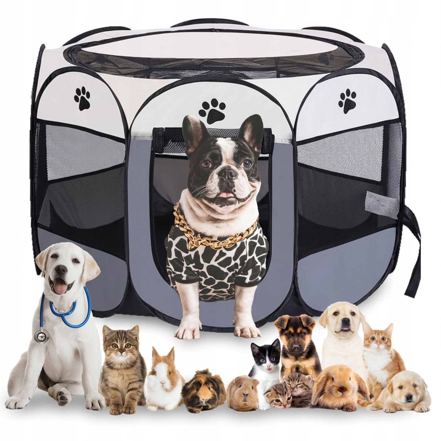 Levně Kotec Pro Zvířata Psa Kočku Králíka Do Domácnosti, Skládací, Bezpečná Ventilace