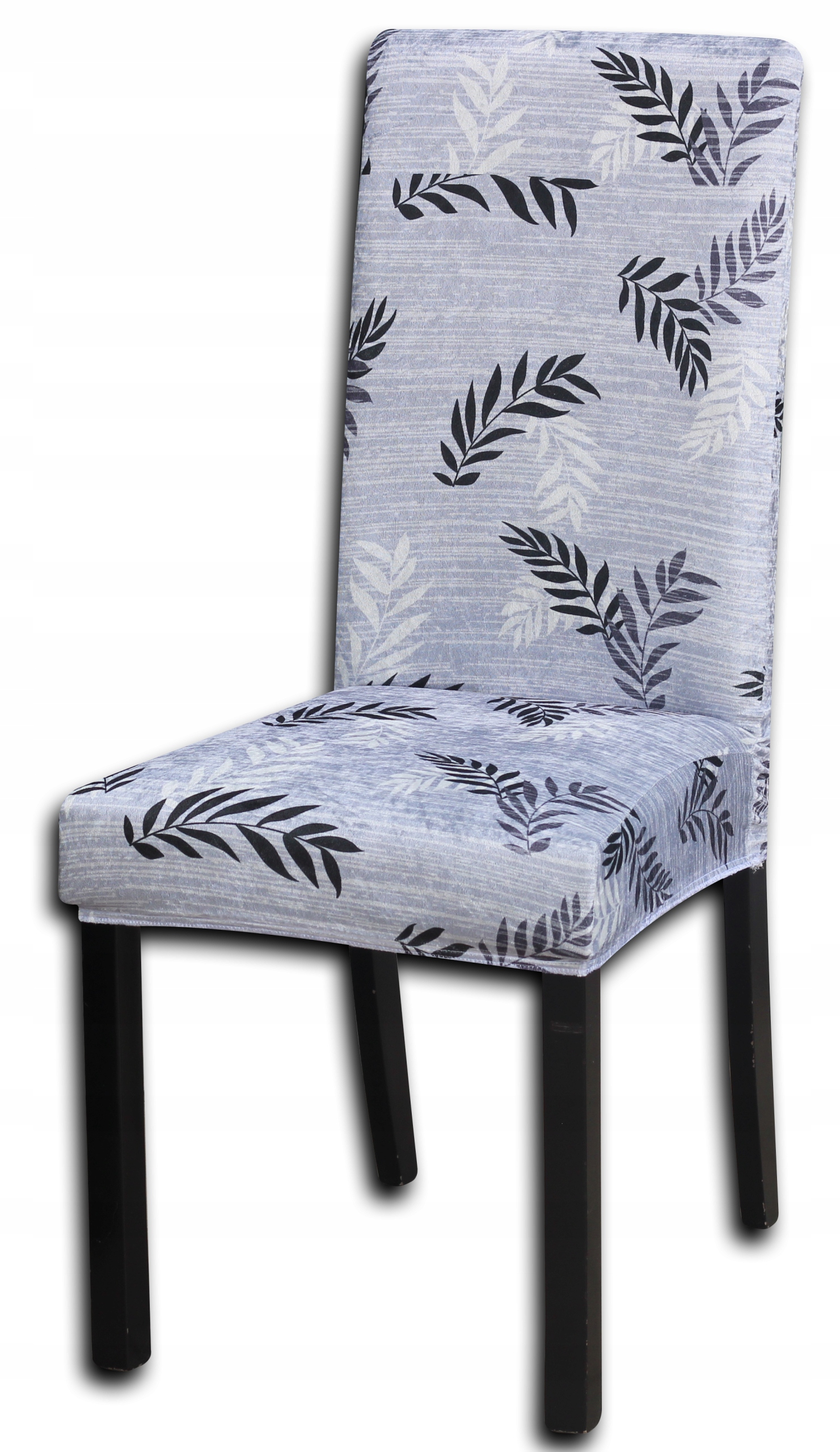 POKROWIEC NA KRZESŁO SZARY WZORY ELASTYCZNY WELUR