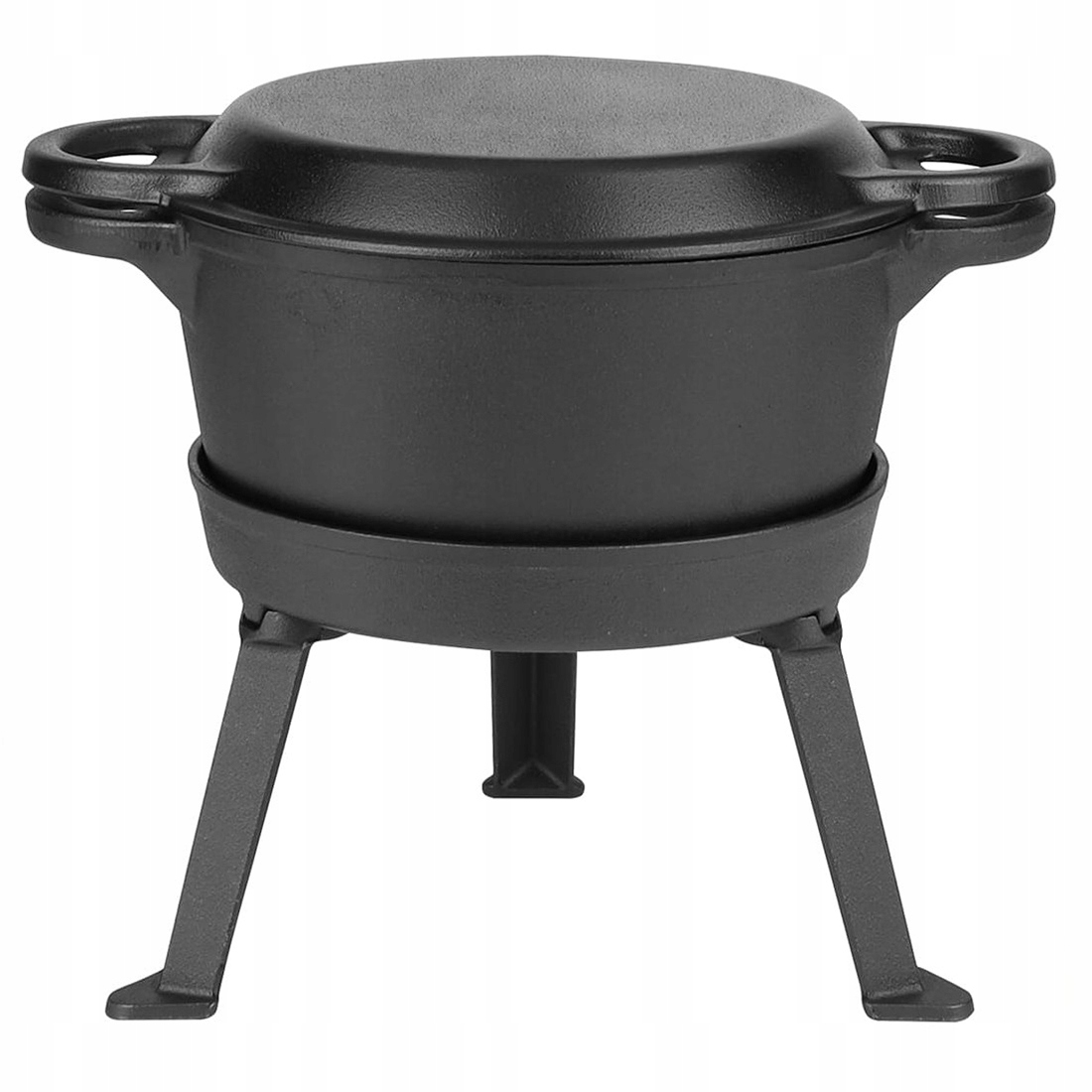KOCIOŁEK 15L ŻELIWNY 3w1 MYŚLIWSKI GARNEK PATELNIA STOJAK PIECZONKI GRILL