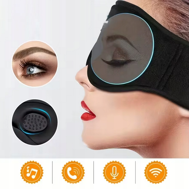 Akių kaukė miegui su Bluetooth ausinėmis, 3D, šviesą blokuojanti, kelionėms, mėlyna, patogiam miegui nuotrauka 13