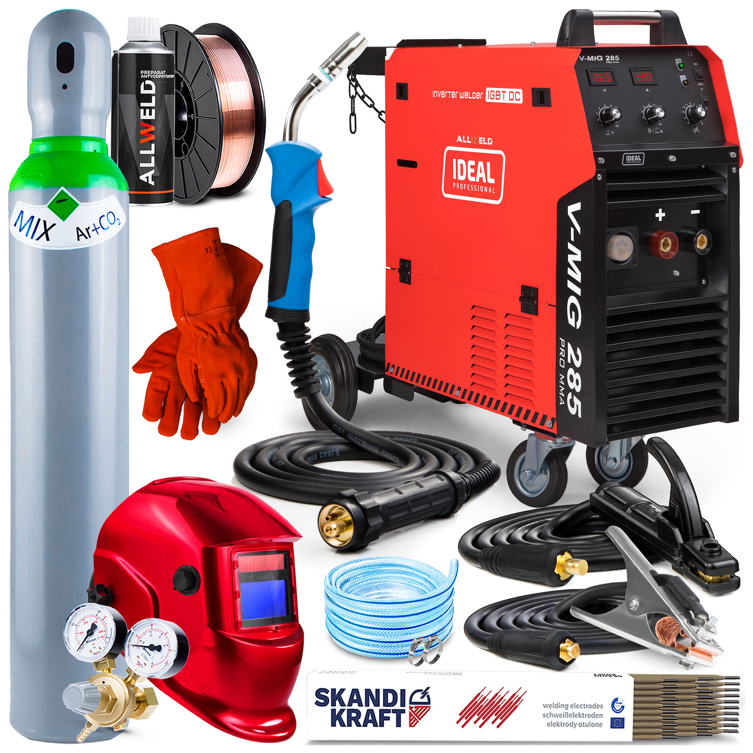 Poloautomatický Svařovací Stroj Ideal V-mig 285 4X4 Pro Mma Mag Hliník 400V 280A