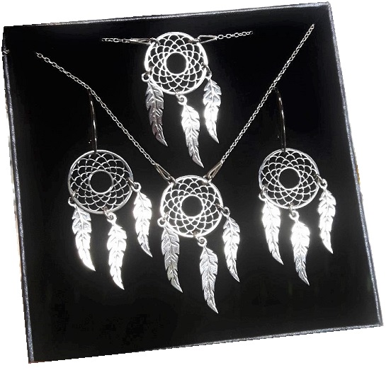 

Duży piękny komplet biżuterii Łapacz Snów Srebro