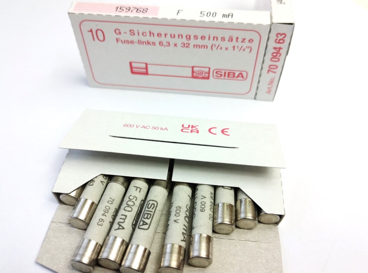 [2szt] Bezpiecznik ceramiczny 500mA 600Vac Ø6.3x32mm szybki F do miernika