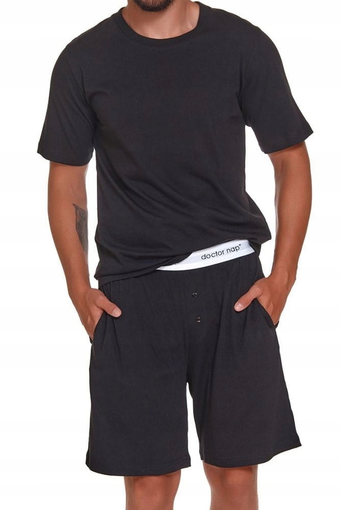 Bavlněné pánské pyžamo Dn-nightwear PMB.4332 černé [Velikost L]