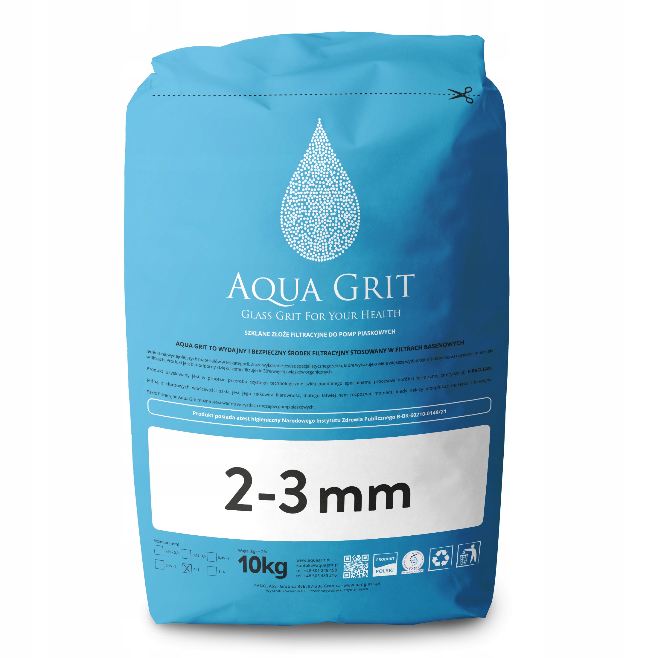 

Szkło filtr basenowy Aqua Grit 2-3 mm 10 kg Atest