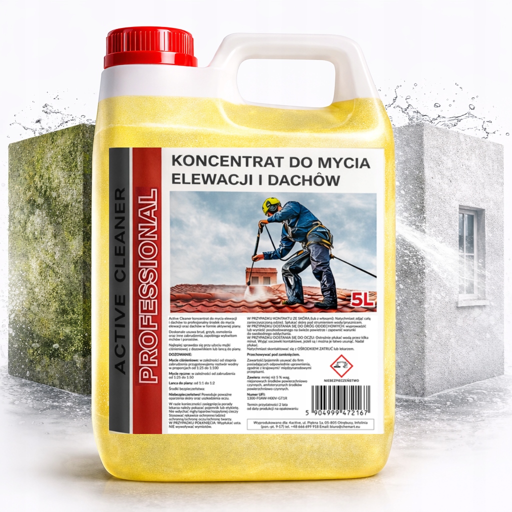 Levně Čistič Fasád Na Střešní Plachty 5 L – Koncentrát – Zelený Nános, Špína