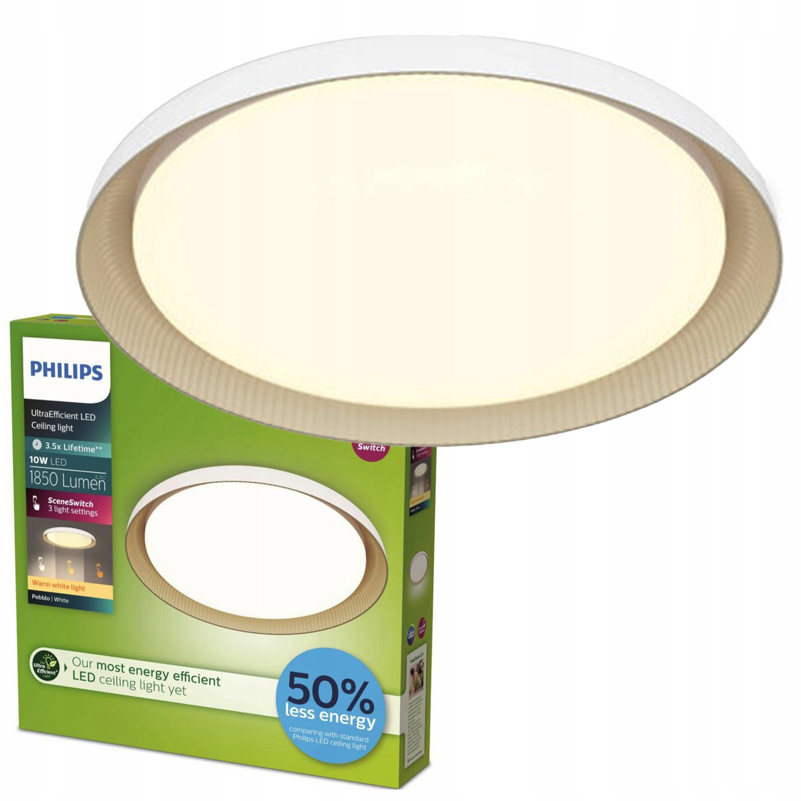 Stropní Svítidlo Stropní Svítidlo Led 10W 1850lm 2700K SceneSwitch Bílá Philips