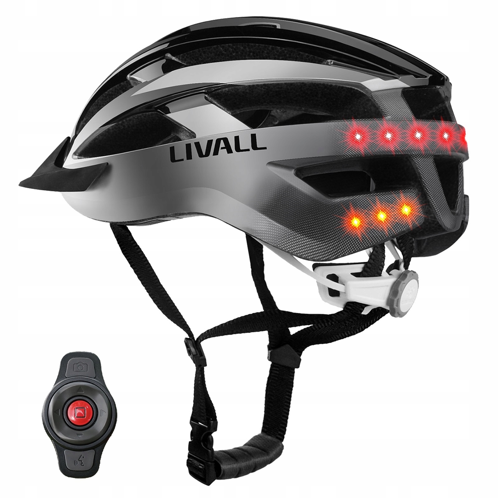 Kask Rowerowy Mtb Bluetooth 54-58 cm M LED/SOS/Intercom Czarny Livall V2