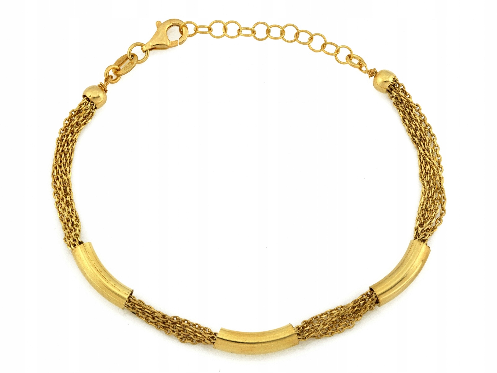 Pozlacený náramek ze stříbra 925 s Řetízky a Trubičkami jako dárek