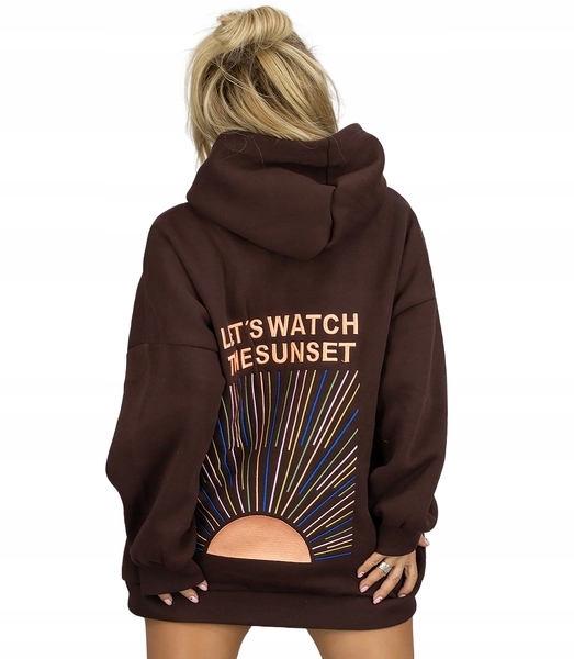 Dlouhá oversize mikina Unisex s vyšívaným potiskem s kapucí unisize