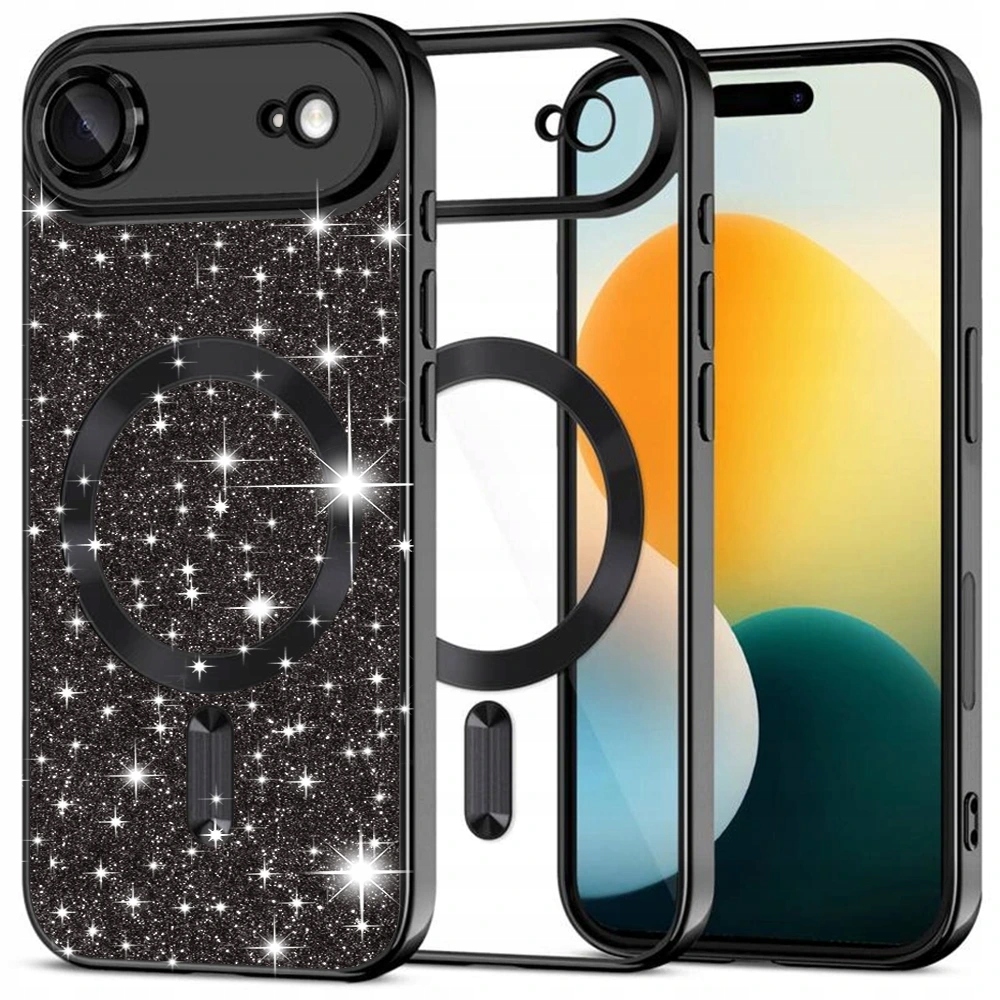 Techsuit Luxury Glitter MagSafe ochronne etui na iPhone 17 Air – czarne