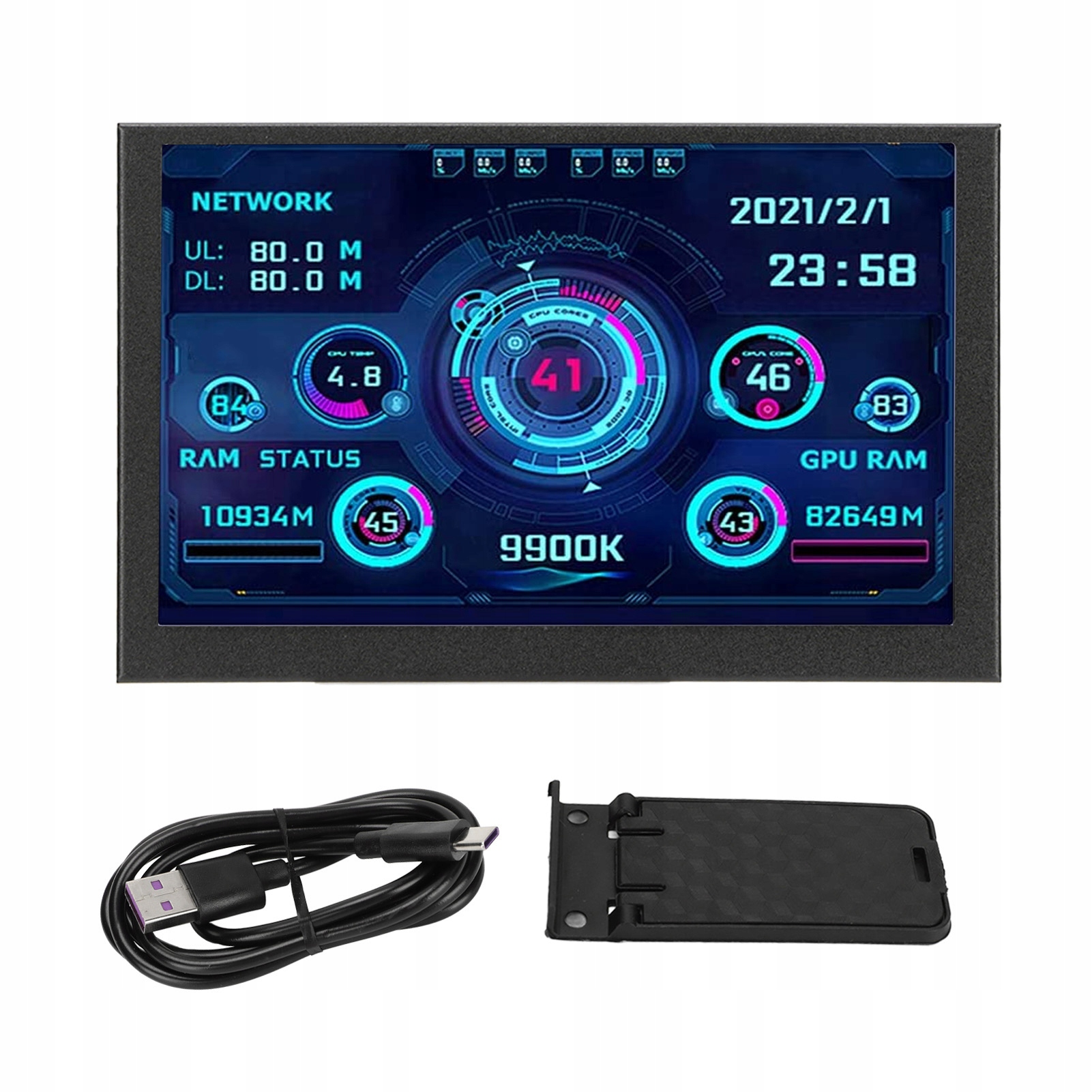 EKRAN DODATKOWY WYŚWIETLACZ 5'' IPS USB MONITOR LCD CPU GPU