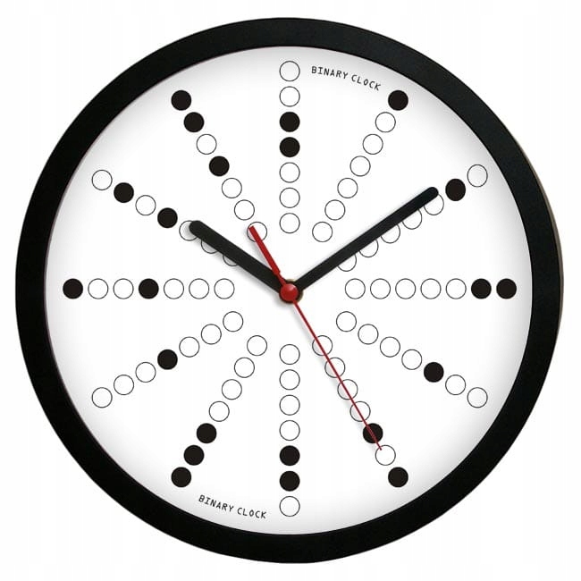 

Zegar ścienny binarny czarny/płynący