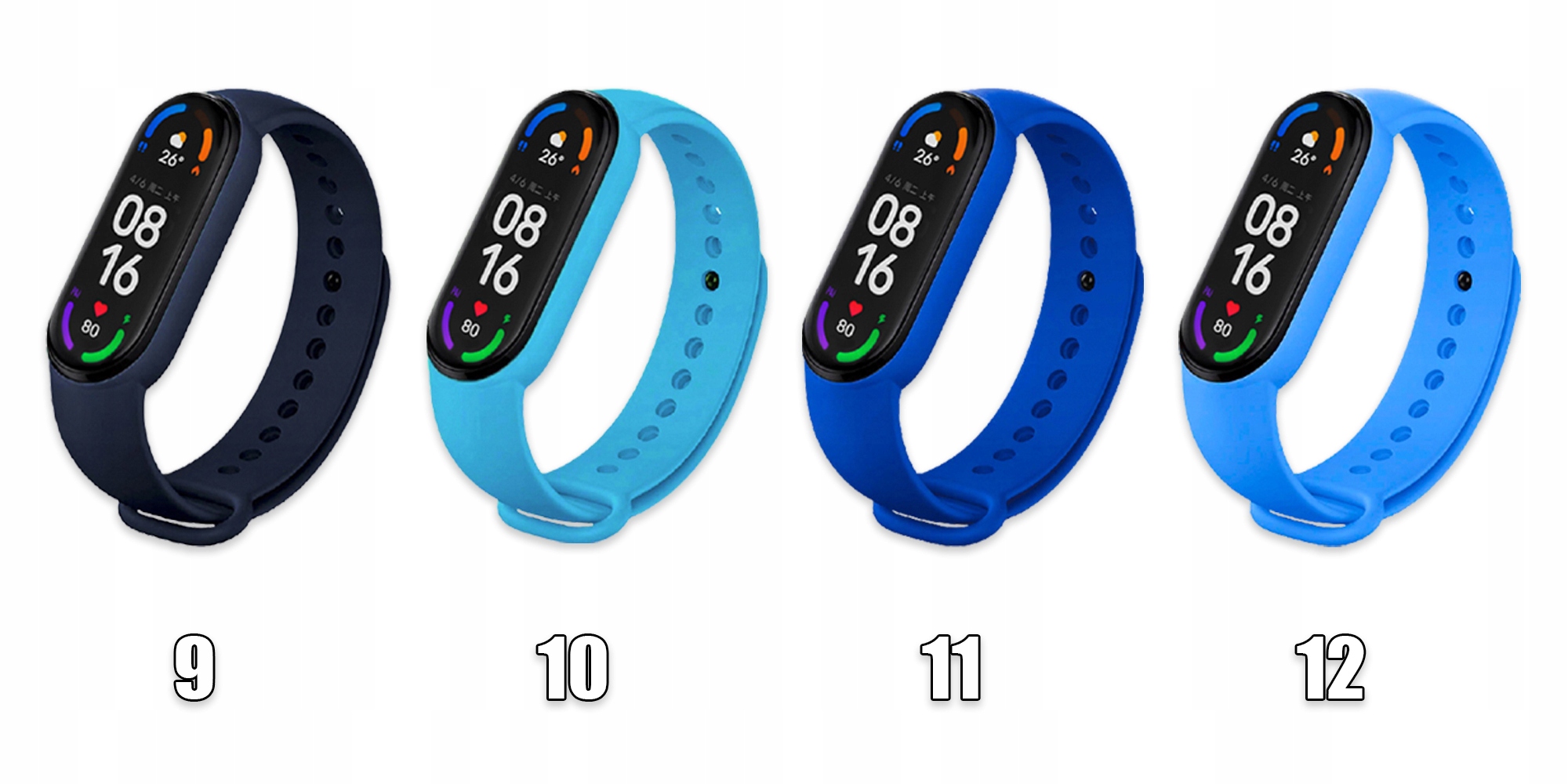 ZESTAW 13 OPASEK PASKÓW DO XIAOMI MI BAND 5 / 6 Kolor czarny