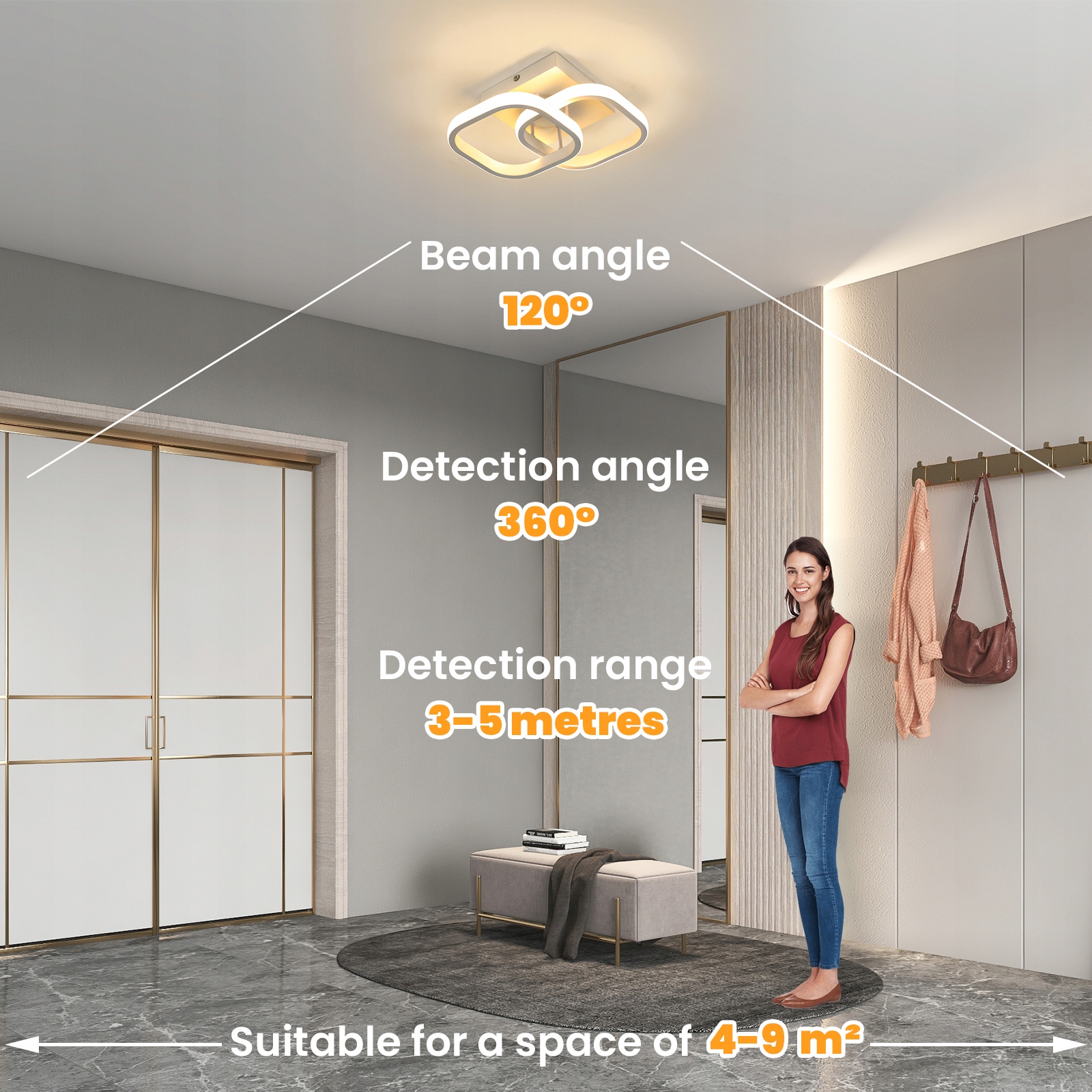 LAMPA SUFITOWA LED Z CZUJNIKIEM RUCHU PLAFON BIAŁA 3000K NOWOCZESNA 22W Marka Riserva