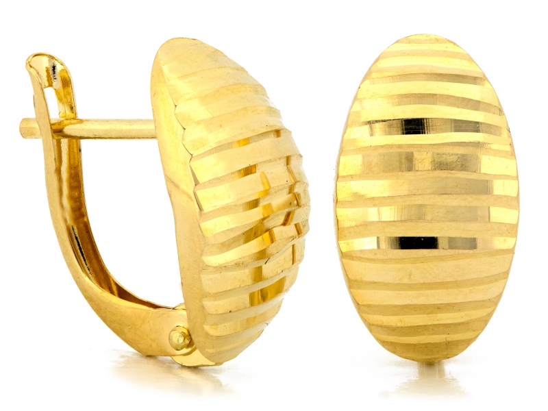 Náušnice zlaté 585 široké, elegantní, s anglickým zapínáním jako dárek