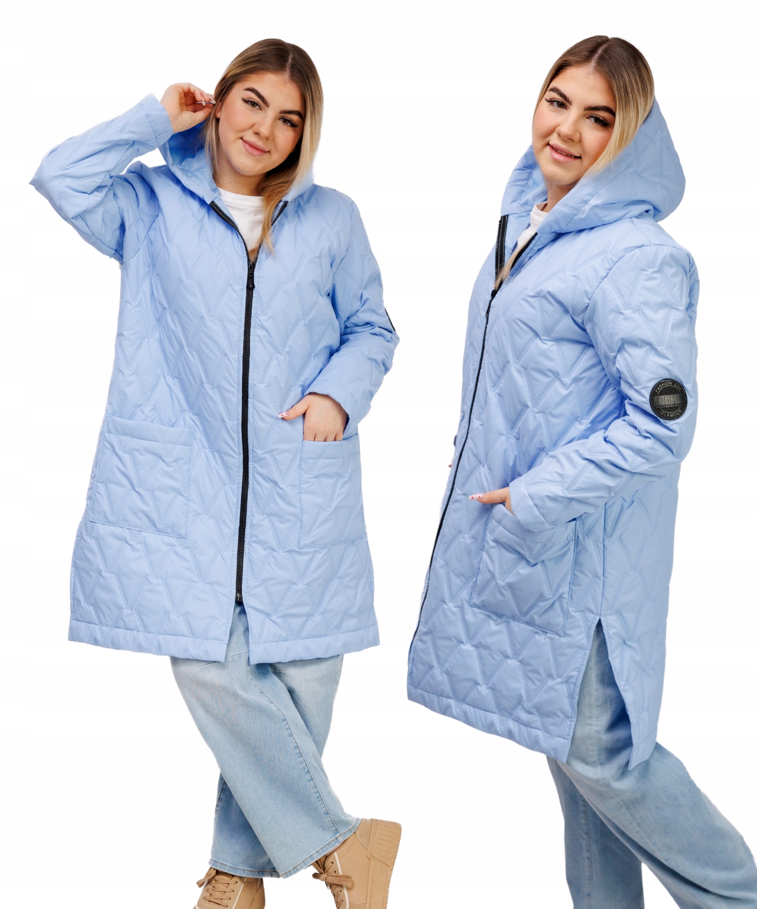 Lekka Kurtka Damska Dłuższa Przejściowa Pikowana Polska Size Plus Duża 3XL