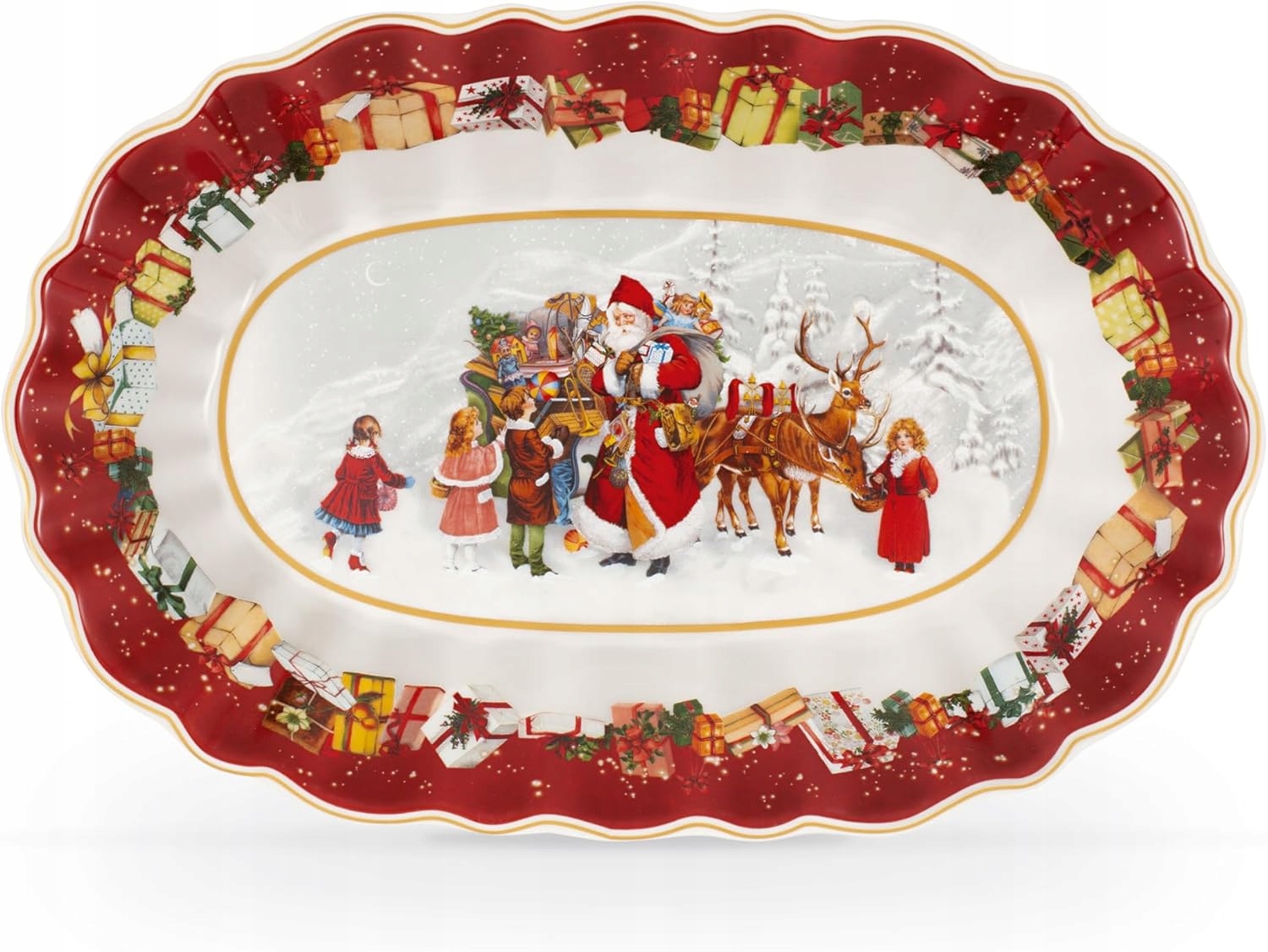 Vánoční Porcelánový Oválný Talíř Na Pečivo 30,5×20 CM