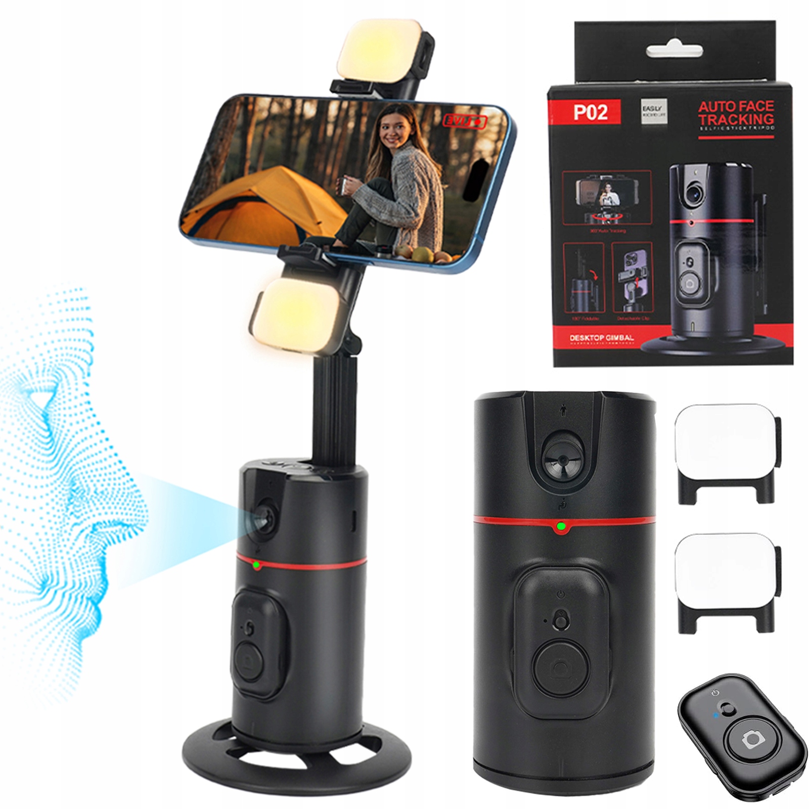 Zestaw Statyw Do Telefonu Nagrywania Sterowaniem Gestami Z 2X Lampki