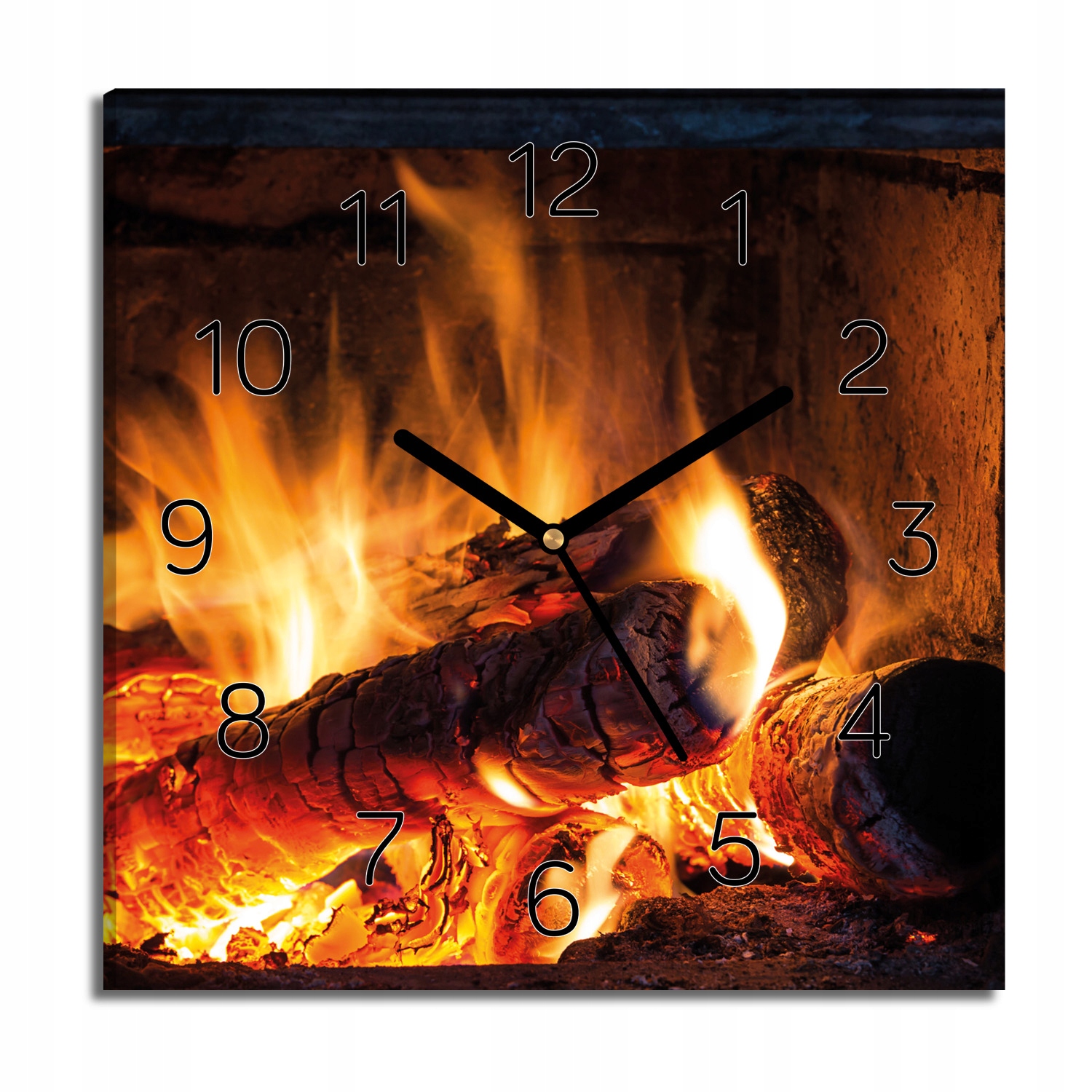 hodiny canvas Žár dřevo plameny do jídelny 30x30
