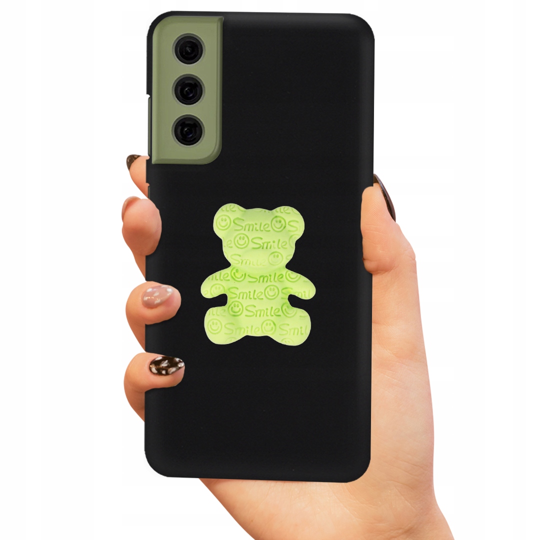 Matné Čierne Puzdro Pre Samsung S21FE Zelený Medvedík