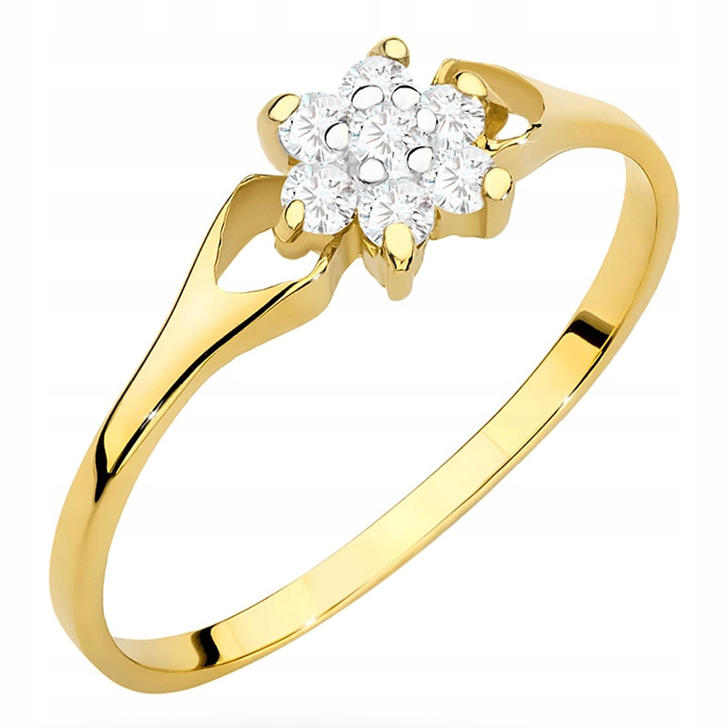 Zlatý Prstýnek Au 585 14k Kvítek se Zirkony vel. 17