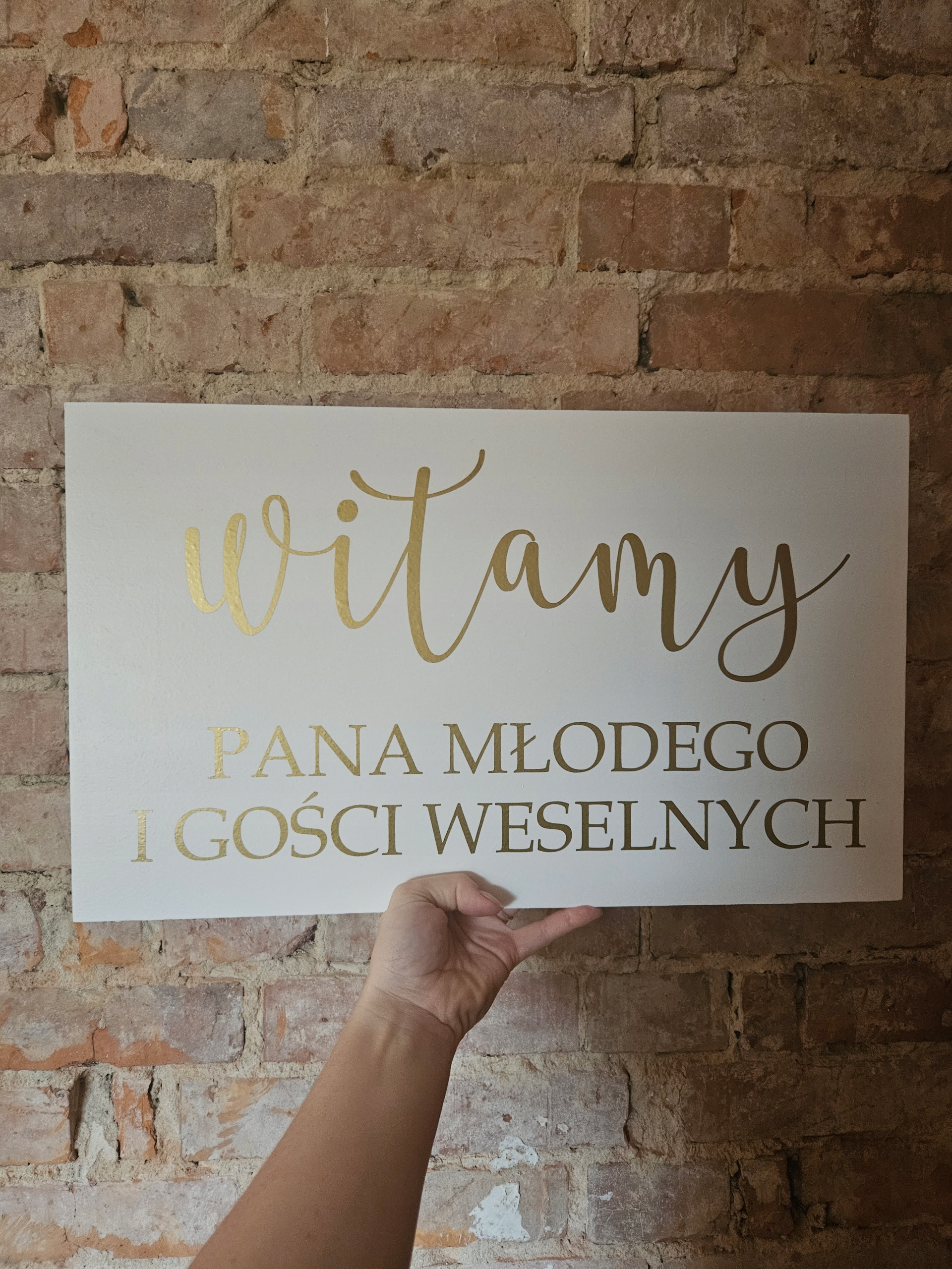 Witamy Pana Młodego i Gości Weselnych, Tablica na na ślub i wesele, 40x70 Wysokość produktu 40 cm