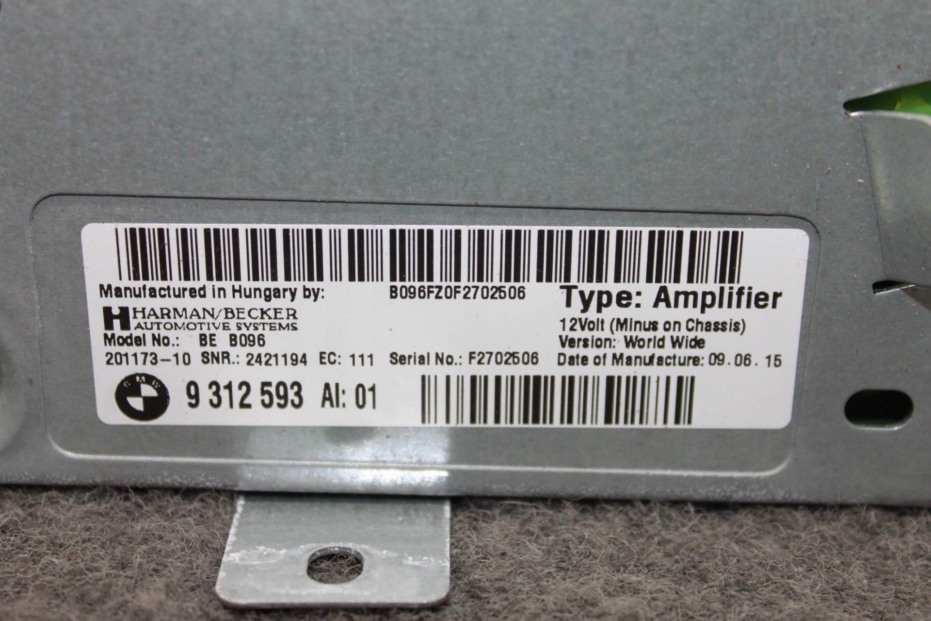 BMW F11 amplifier HI-FI AUDIO HARMAN BECKER - 9312593