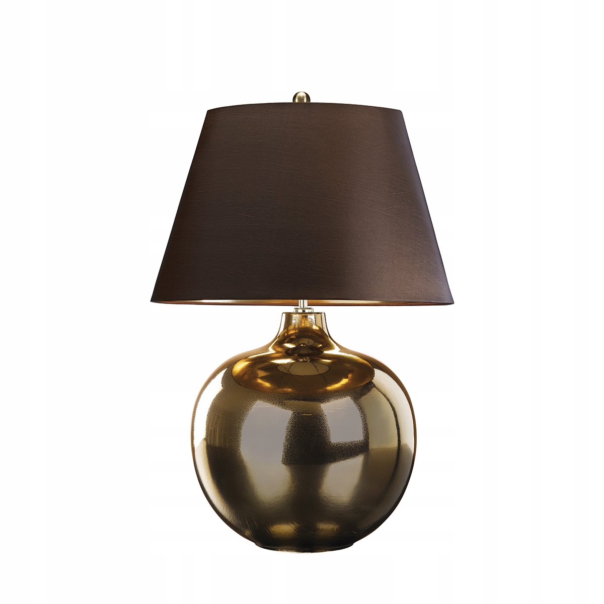 Porcelánová stolová lampa hnedá metalická okrúhla vysoká 70 cm Elstead