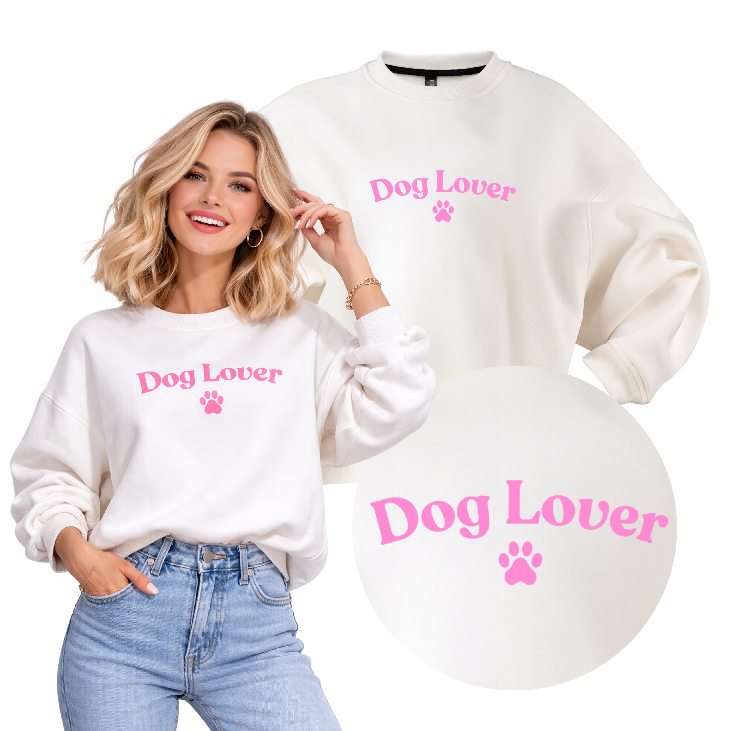 Mikina Ecru Dog Lover One Size Dárek Pro Psí Maminku Volný Podzim