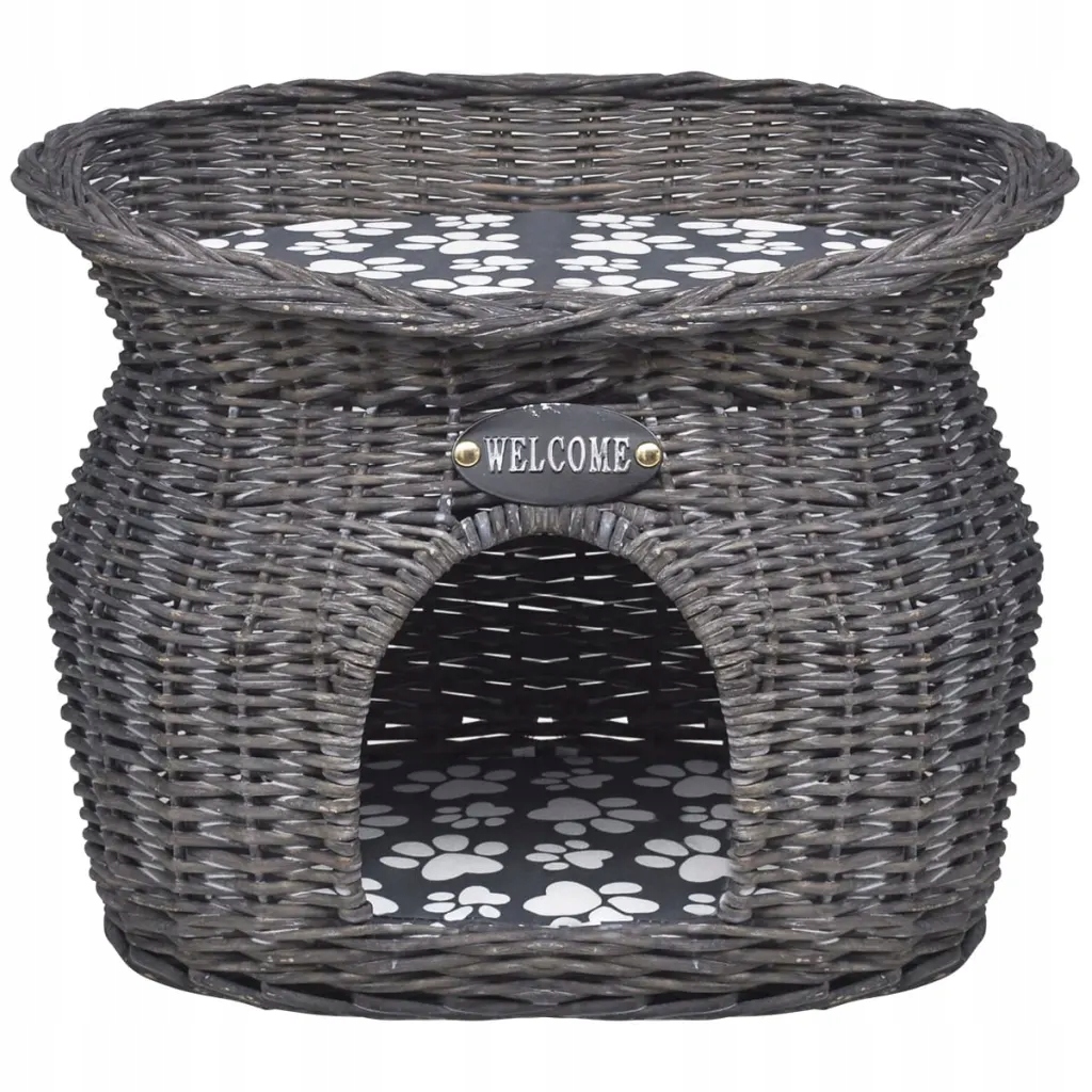 Levně vidaXL Pelíšek a škrabadlo pro kočky s polštářem, proutěné