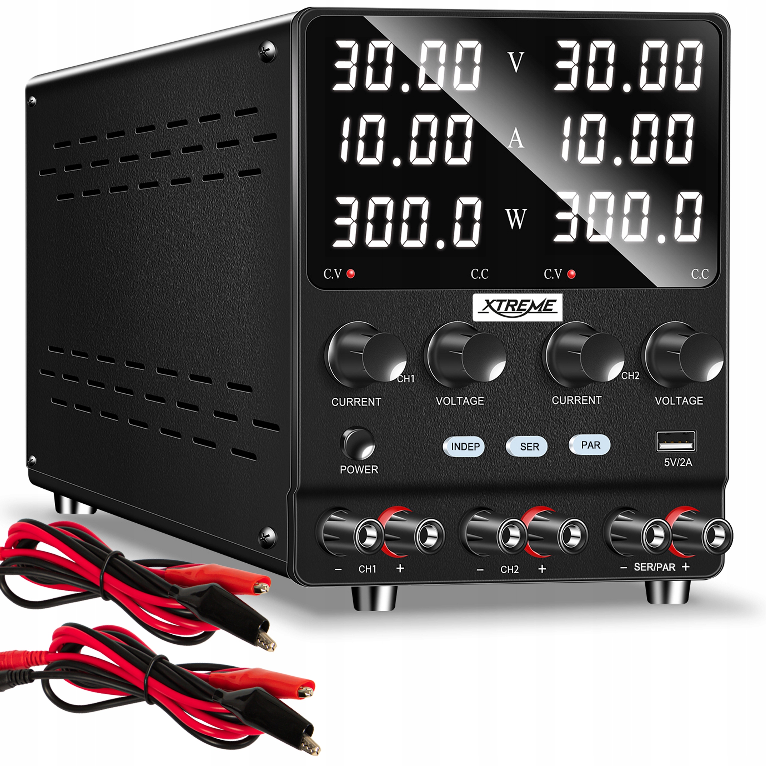 Laboratórny Zdroj 2x 30V 10A Nastaviteľný Dvojkanálový Dvojitý Usb 5V 2A