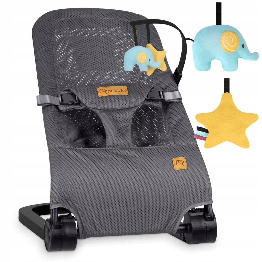 LEŻACZEK BUJACZEK SKŁADANY Z ZABAWKAMI SZARY Rodzaj Leżaczek