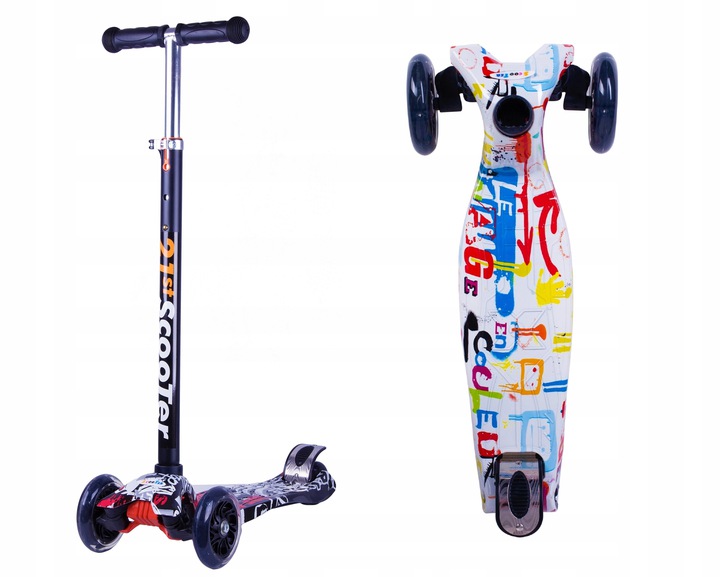 HULAJNOGA TRÓJKOŁOWA DLA DZIECI BALANSOWA KOŁA LED STYL GRAFFITI Liczba kół 3